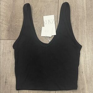Zara Black Ribbed Tank Top Size Large